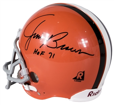Jim Brown Signed & "HOF 71" Inscribed Cleveland Browns Authentic Helmet (Steiner)